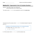 Trigonometric Form of a Complex Number