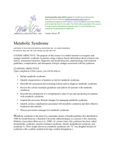 Metabolic Syndrome - Wild Iris Medical Education