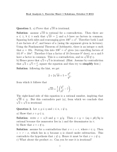 Question 1. a) Prove that √ 10 is irrational. Solution: assume √ 10