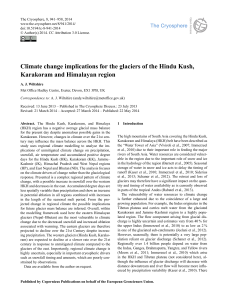 Climate change implications for the glaciers of the Hindu Kush