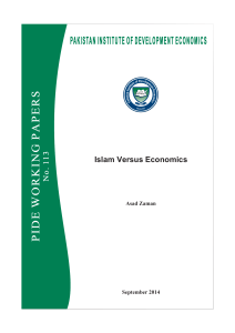 Islam Versus Economics - Pakistan Institute of Development