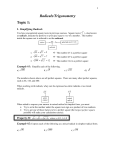 Radicals/Trigonometry Topic 1: