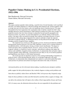 Populist Claims-Making in U.S. Presidential Elections, 1952-1996