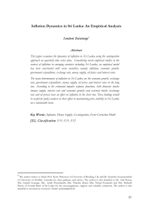 Inflation Dynamics in Sri Lanka: An Empirical Analysis