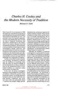 Charles H. Cooley and the Modern Necessity of Tradition Michael D