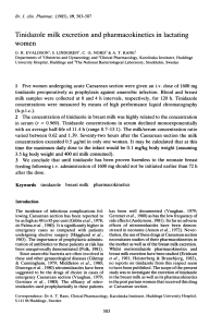 Tinidazole milk excretion and pharmacokinetics in lactating women.