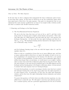 Astronomy 112: The Physics of Stars Class 14 Notes: The Main