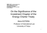 On the Significance of the Investment Chapter of the Energy Charter