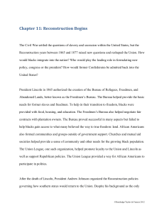 Chapter 11: Reconstruction Begins