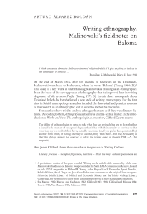 Writing ethnography. Malinowski`s fieldnotes on Baloma