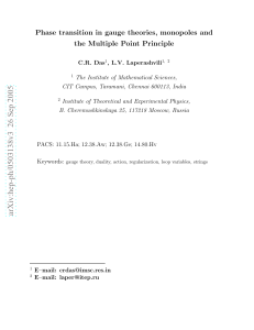 Phase transition in gauge theories, monopoles and the Multiple