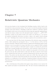 Chapter 7 Relativistic Quantum Mechanics