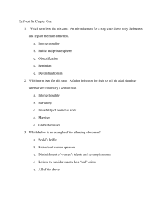 Self-test for Chapter One 1. Which term best fits this case: An