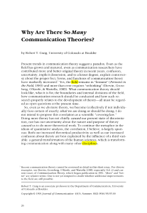 Why Are There So Many Communication Theories?