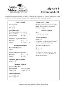 Algebra I Formula Sheet
