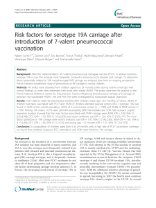 Risk factors for serotype 19A carriage after introduction of 7