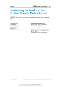 Accelerating the Benefits of the Problem Oriented Medical Record