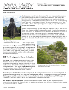 22.1 Introduction 22.2 The Development of Mayan Civilization