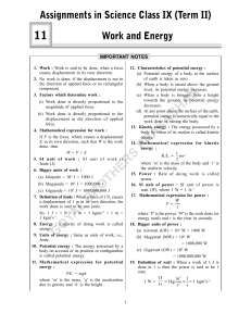 CLASS IX work and energy