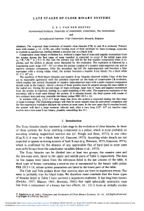 LATE STAGES OF CLOSE BINARY SYSTEMS 1. Introduction The X