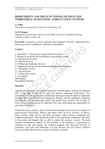 Biodiversity and the Functioning of Selected Terrestrial Ecosystems