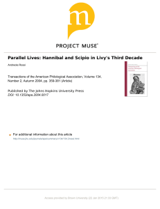 Parallel Lives: Hannibal and Scipio in Livy`s Third Decade