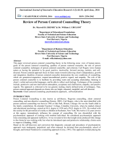 Review of Person Centered Counselling Theory