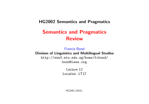 Lecture 12: Semantics and Pragmatics
