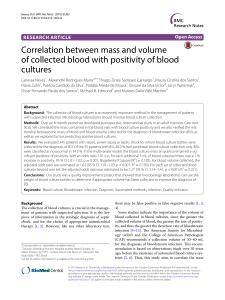 Correlation between mass and volume of collected blood with