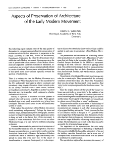 Aspects of preservation of Architecture of the Early Modern Movement