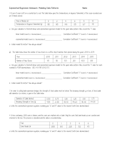 Exponential Regression Homework: Modeling Data Patterns Name