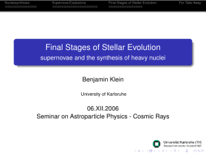 Final Stages of Stellar Evolution - supernovae and the synthesis of