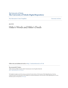 Hitler`s Words and Hitler`s Deeds - University of Toledo Digital