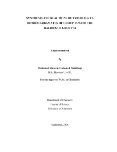 synthesis and reactions of tris dialkyl dithiocarbamates of group 15