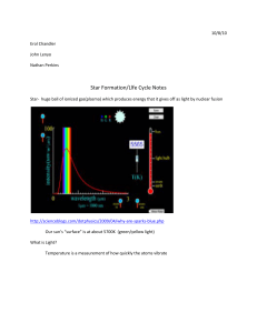 Star Formation/Llfe Cycle Notes