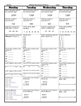 Weekly Homework Sheet