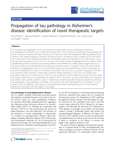 Propagation of tau pathology in Alzheimer`s disease