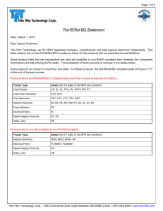 RoHS Statement - Thin Film Technology Corp.