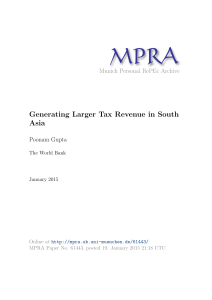 Generating Larger Tax Revenue in South Asia