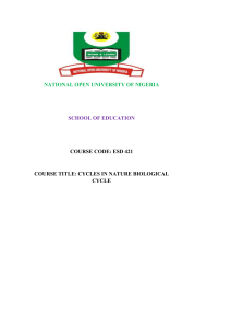 cycles in nature biological cycle - National Open University of Nigeria