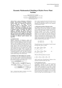 Dynamic Mathematical Modeling of Hydro Power Plant Turbine