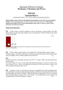 Mechanics, Vibrations and Waves PHY101 Tutorial Sheet 1