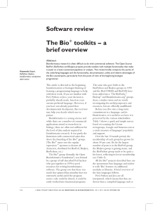 Software review The BioÃ toolkits – a brief overview