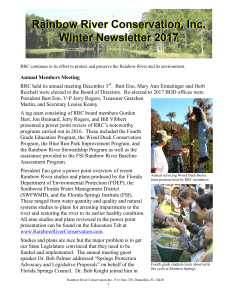 Winter Newsletter 2017 - Rainbow River Conservation