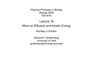 Lecture 18 More on Diffusion and Kinetic Energy