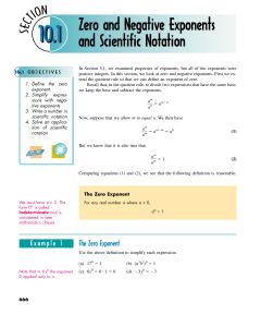 Zero and Negative Exponents and Scientific Notation
