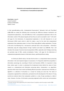 Page | 1 Mechanistic and computational explanations