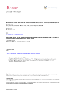 Arabidopsis onset of leaf death mutants identify a regulatory