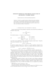 Explicit formulas for Hecke Gauss sums in quadratic