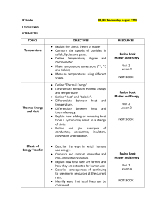 TOPICS OBJECTIVES RESOURCES Temperature • Explain the